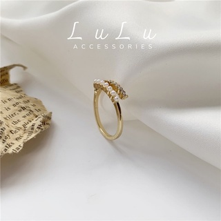 Nhẫn hạt trai đính đá freesize lulu.accessories