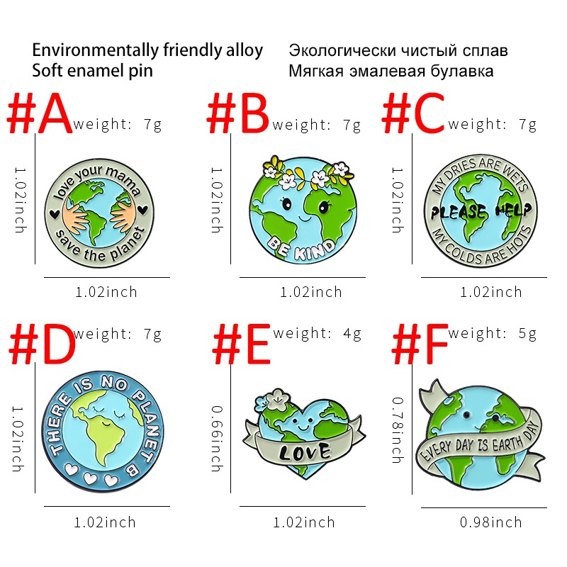 Ghim Cài Áo Kim Loại Tráng Men Chữ &quot;Every Day Is Earth Day&quot;
