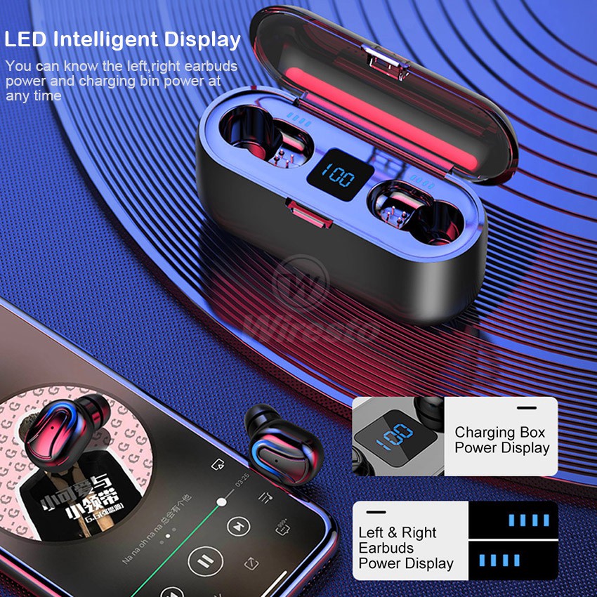 Tai Nghe Wiresto Mini Bluetooth Phiên Bản 5.0 Phong Cách Thể Thao Kèm Mic Và Hộp Sạc