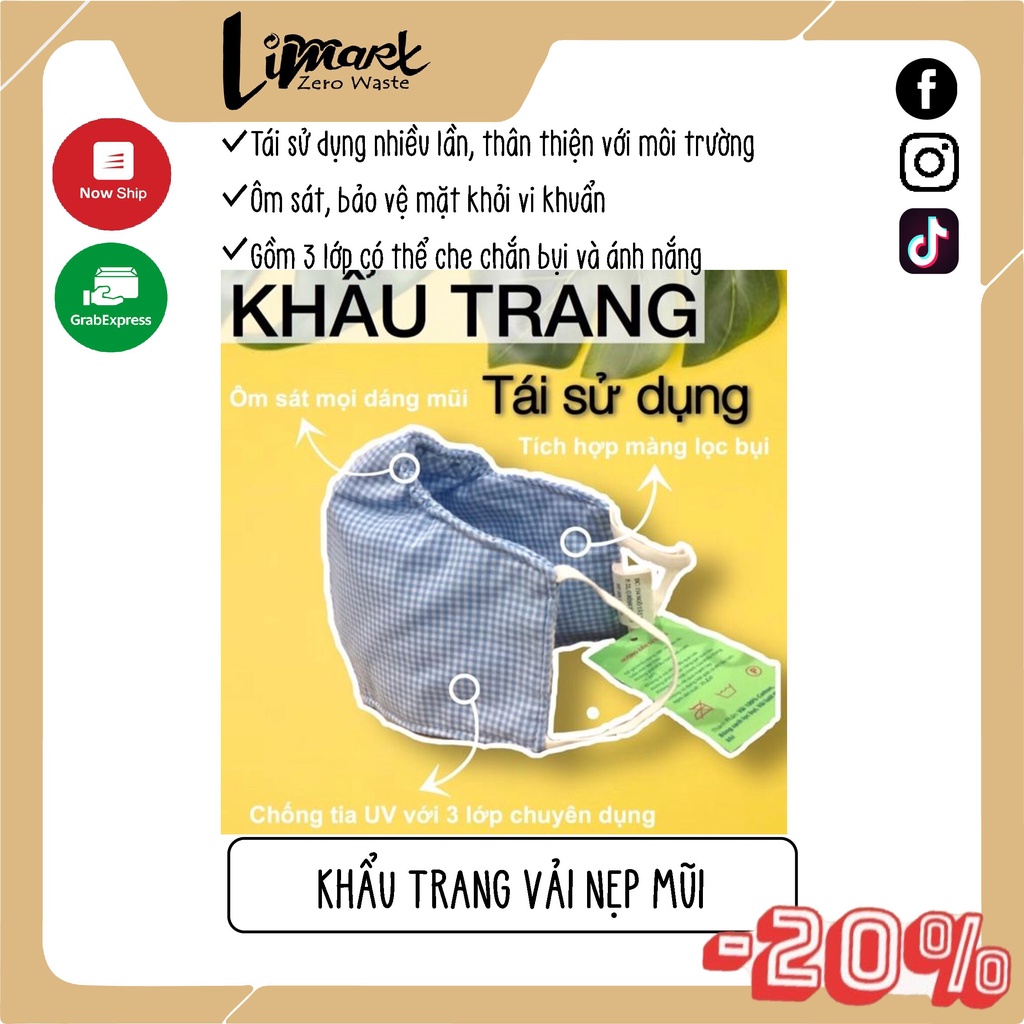 Khẩu Trang Vải Nẹp Mũi