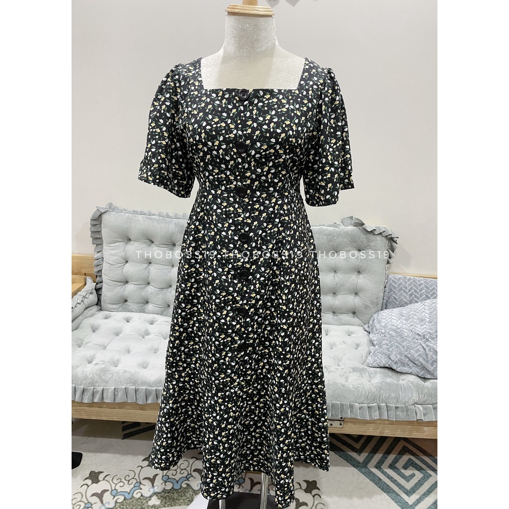 D121 - ĐẦM HOA BIGSIZE CỔ VUÔNG TAY BỒNG