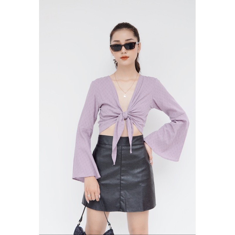 áo croptop tay loe buộc nơ | BigBuy360 - bigbuy360.vn