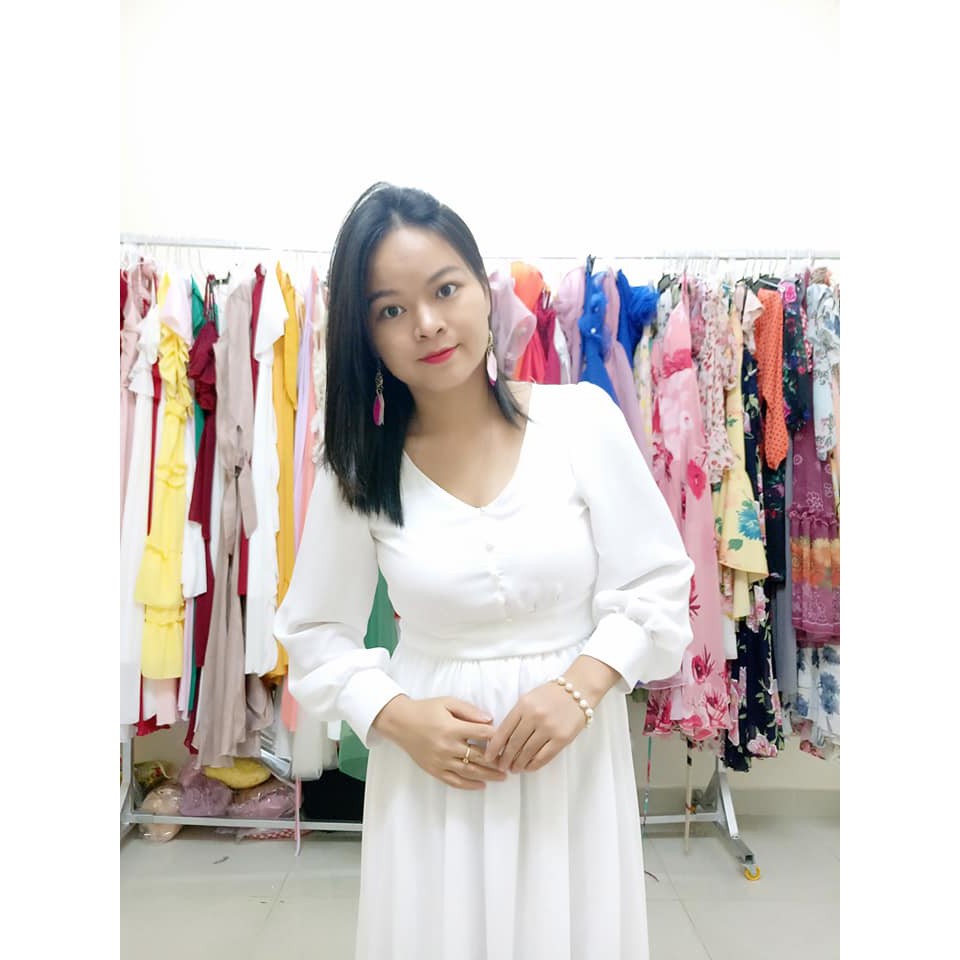 Maxi trắng tay dài