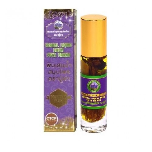 Dầu Nóng Thảo Dược OTOP Thailand - Dầu lăn 19 Vị Thảo Dược Herbal Liquid Balm Puya Brand Thái Lan 8mL