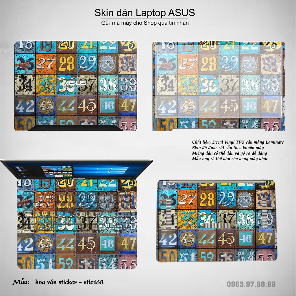 Skin dán Laptop Asus in hình Hoa văn sticker bộ 28 (inbox mã máy cho Shop)