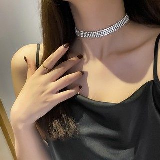 Vòng cổ choker bản 4 dây đá