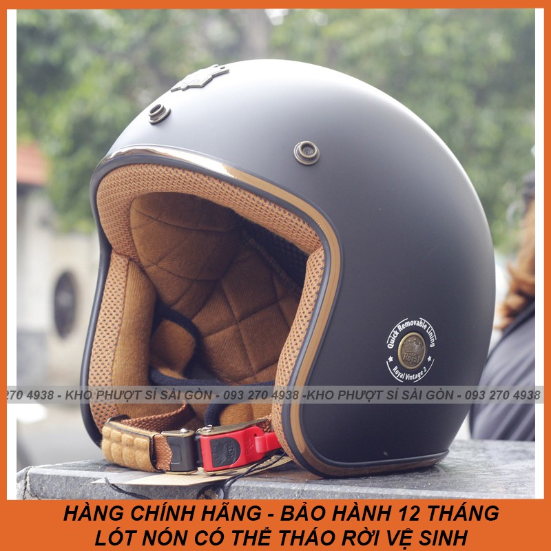 Mũ bảo hiểm 3/4 đi phượt chất lượng - Nón bảo hiểm 3/4 Royal M20C chính hãng lót rời màu đen nhám