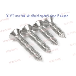 [SIÊU RẺ] ỐC VÍT inox 304  M6 đầu bằng đuôi nhọn lỗ 4 cạnh