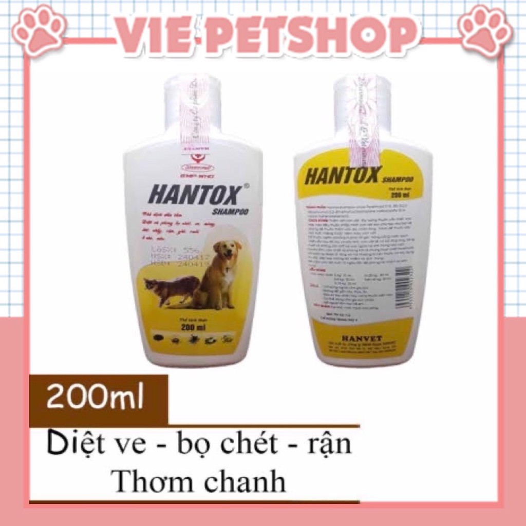 [CHÍNH HÃNG] Sữa Tắm HANTOX Diệt Ve Rận Bọ Chét cho Chó Mèo 200ml | Vie PETSHOP