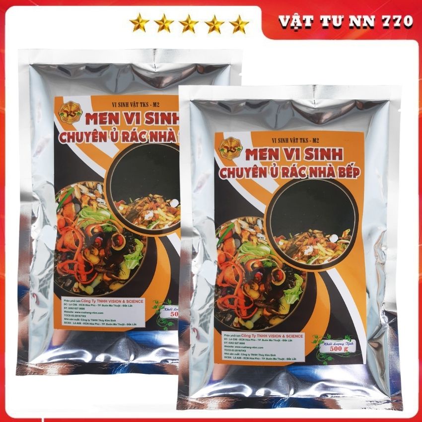 Men Vi Sinh Ủ Rác Nhà Bếp Phân Hủy Nhanh Xác Bã Hữu Cơ, Khử Mùi Hôi - Gói 500gr