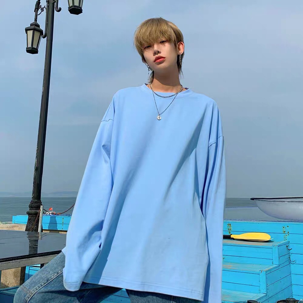 Áo thun tay dài unisex form rộng Trơn nam nữ basic tea ulzzang