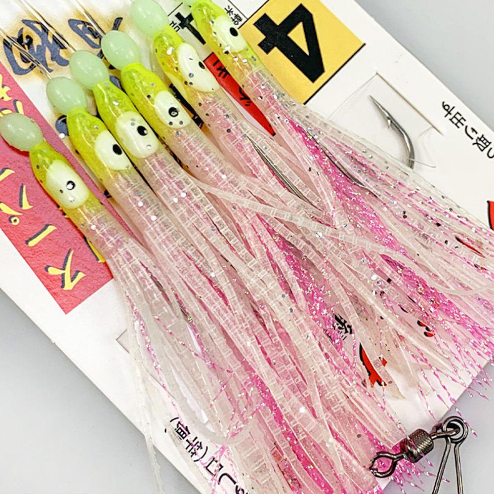 MUVAKO Dây Câu Cá Giả Dạ Quang Kèm Móc Câu Hình Mực Phát Sáng Độc Đáo DIY