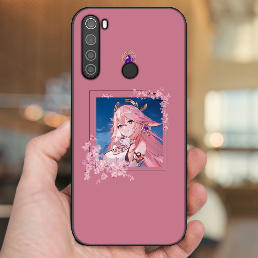 Ốp lưng Xiaomi Redmi Note 8 viền đen in hình Yae Miko Genshin Impact