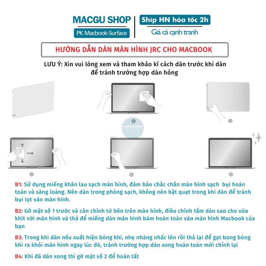 Dán Màn Hình Macbook Air, macbook pro Chính Hãng JRC, Bảo vệ màn hình-chống bám vân tay