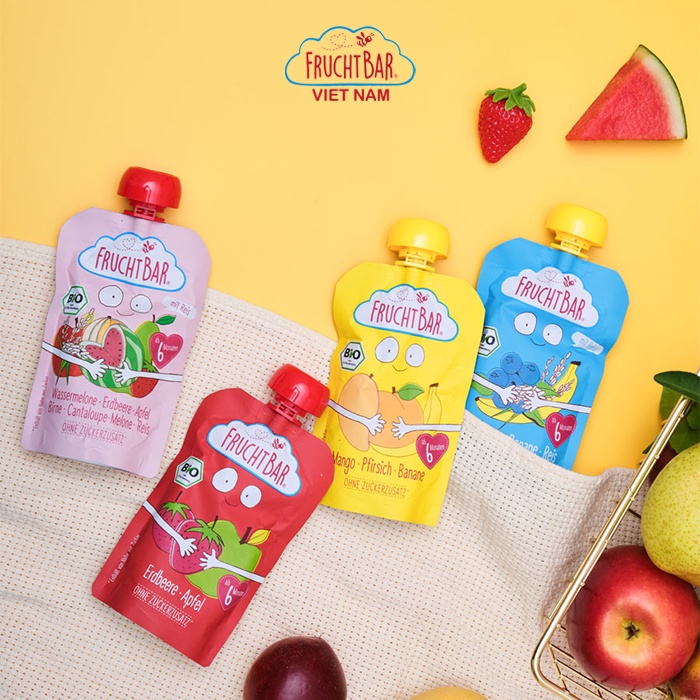 Combo 4-8 gói hoa quả nghiền Fruchtbar hữu cơ - 100g
