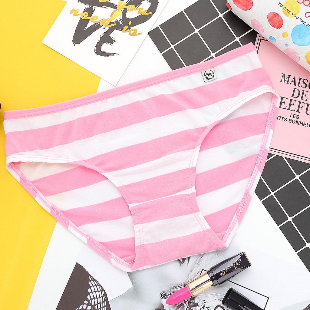 BỘ ĐỒ LÓT NỮ COTTON SỌC KẺ ĐỆM MỎNG CÓ GỌNG | BigBuy360 - bigbuy360.vn