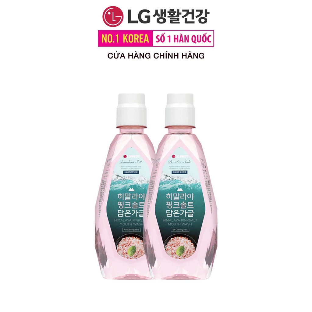 Combo 2 Nước súc miệng Bamboo Salt Muối Hồng Himalaya Hương Bạc Hà Mát Lạnh 760ml/Chai