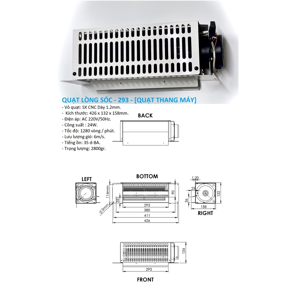 Quạt lồng sóc LIN, [24w-220VAC], Chính hãng LIN sản xuất