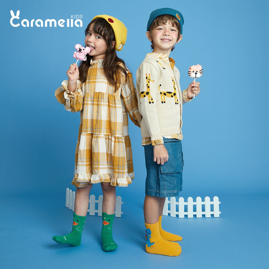 Tất Caramella Cho Bé Trai Mẫu Khủng Long Set 3 Đôi Vớ Trẻ Em Kèm Túi Zip