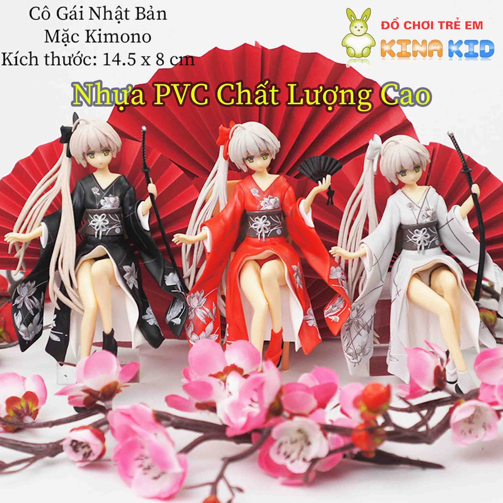 Mô Hình Nhân Vật Anime Cô Gái Nhật Bản Mặc Kimono Xinh Xắn, Đáng Yêu