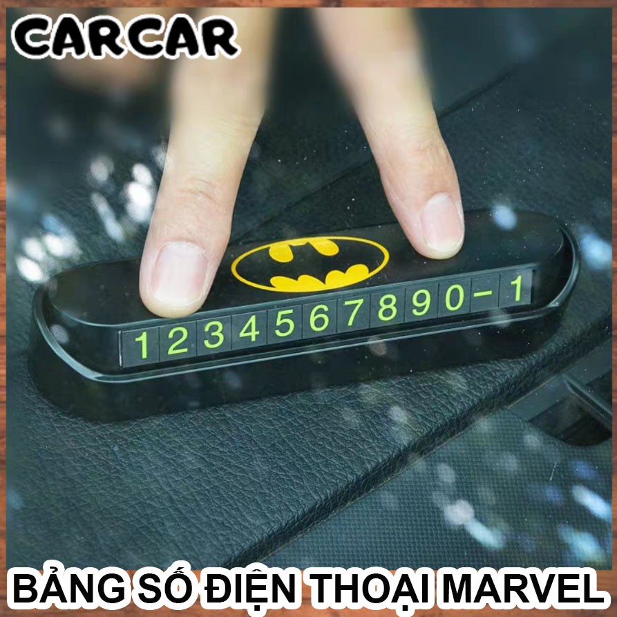 Bảng số điện thoại đặt taplo ô tô hoạ tiết Marvel