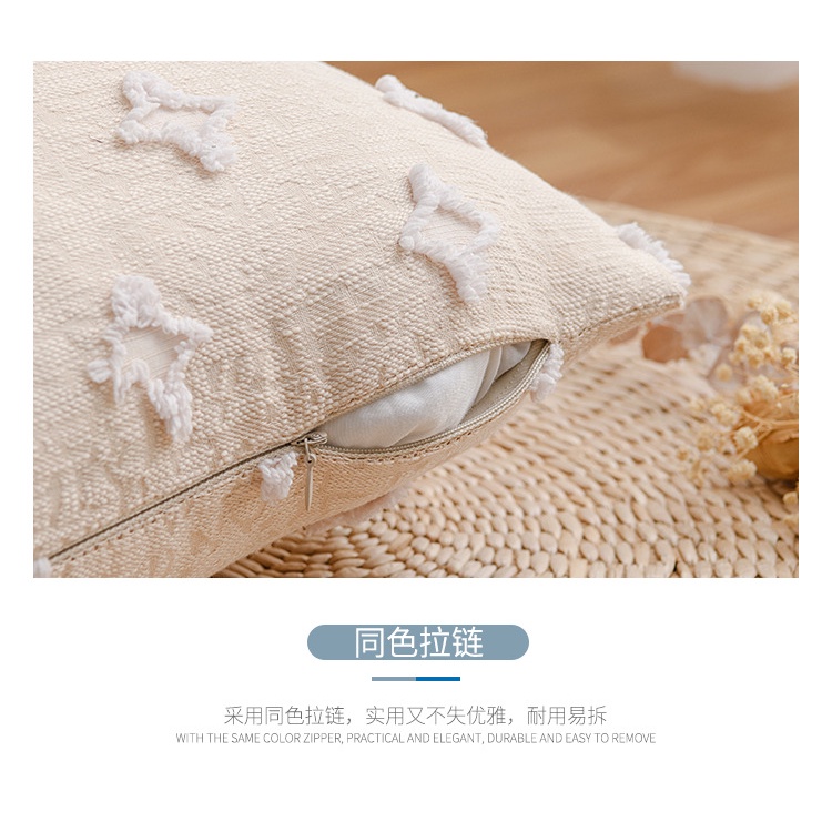 Vỏ gối cotton 30x50cm/ 45x45cm in họa tiết hoa có khóa kéo trang trí nhà cửa/ văn phòng
