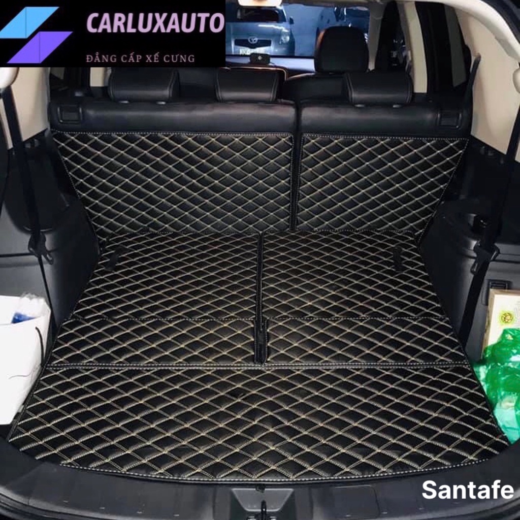 Thảm lót cốp kèm ốp lưng ghế hàng 2,3 cho Honda CRV 2018-2021, Hyundai Santafe 2019-2021