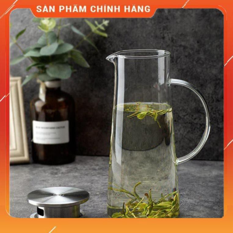 CHÍNH HÃNG -  Ấm pha trà Deli  inox 1300ml,bình pha trà thủy tinh ,bình ủ trà cao cấp,bình đựng nước 1300ml