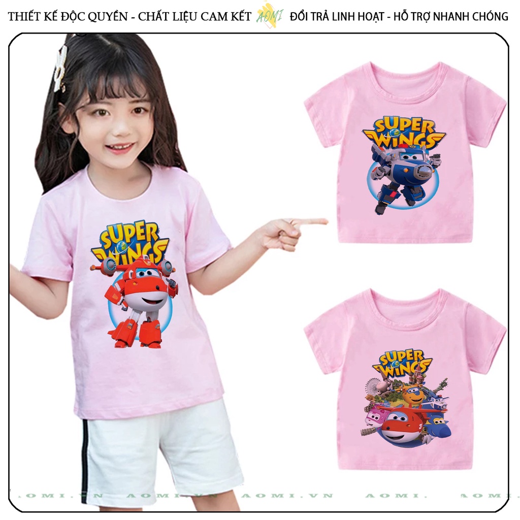 ÁO THUN đội bay supper wing UNISEX PHÔNG HỒNG TAY NGẮN NAM NỮ GIA ĐÌNH CẶP ĐÔI SIZE TRẺ EM BÉ TRAI GÁI AOMIVN