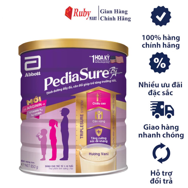 Sữa bột Pediasure 850g Dành Cho Trẻ Biếng Ăn