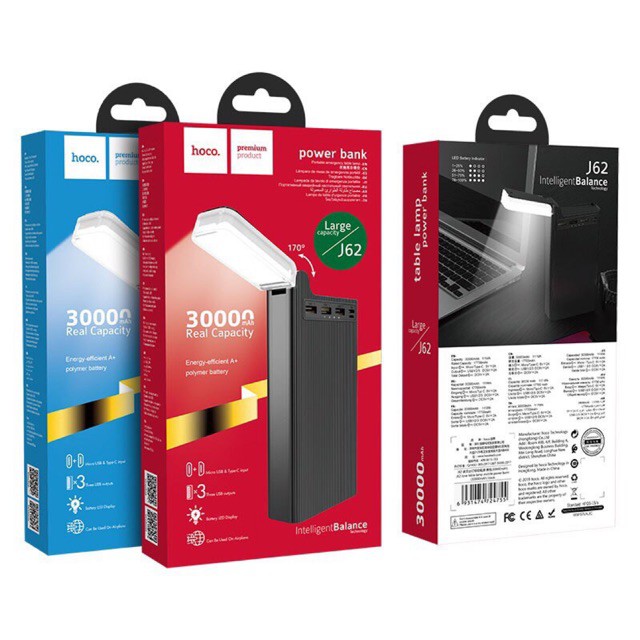✴️✴️CHÍNH HÃNG ✴️✴️Pin Sạc Dự Phòng 30000mAh Hoco J62 Sạc Cực Nhanh 3 Cổng Ra Tích Hợp Đèn Pin Siêu Sáng HÀNG CHẤT LƯỢNG | BigBuy360 - bigbuy360.vn