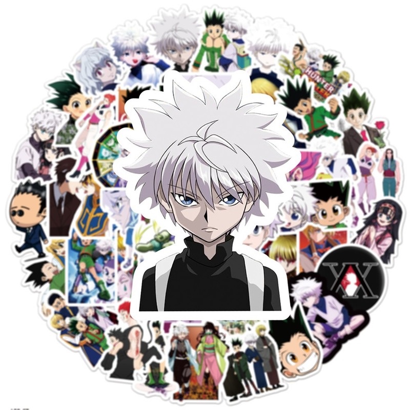 Set 50 miếng dán trang trí chống thấm nước hình anime Hunterxhunter phù hợp cho đàn ghi ta / ván trượt / laptop