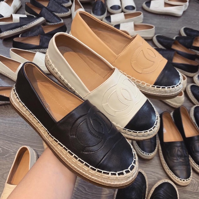 Giày slipon chanel da đế cói