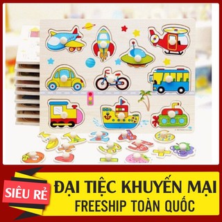 Đồ Chơi Lắp Ráp Ghép Hình Bằng Núm Gỗ Loại To cho Bé (23x30x0.5cm )