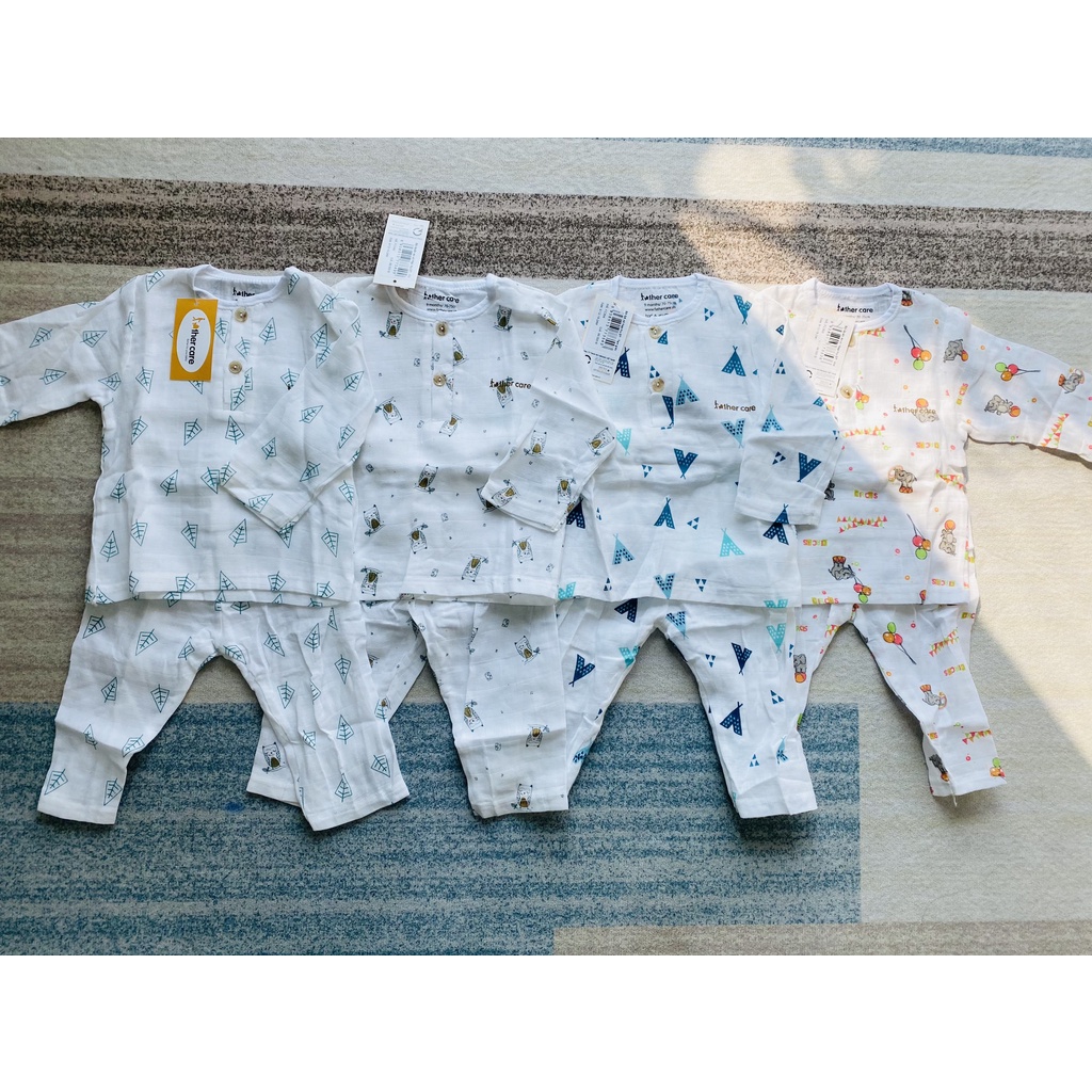 Bộ dài tay bổ trụ xô họa tiết Father Care cho bé