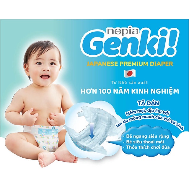 Tã dán Nhật cao cấp Genki (S, 72 miếng)