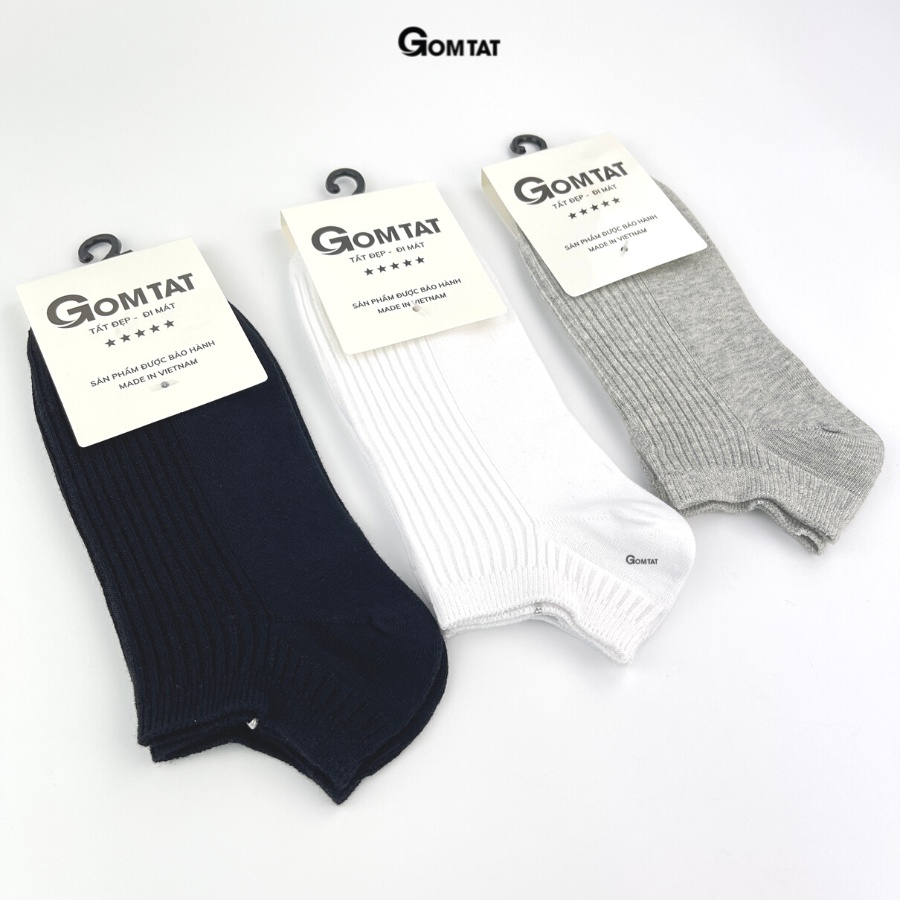 Tất vớ nam cổ ngắn GOMTAT mẫu gân chìm, chất liệu cotton cao cấp thoáng khí - FIVE-TAY10-NGAN