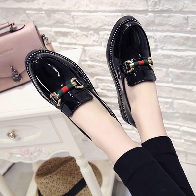 Giày Da Cổ Thấp Thời Trang Anh Quốc Cho Nữ