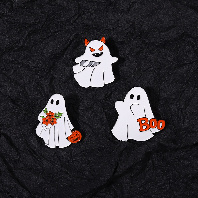 Ghim cài áo Qihe Jewelry hình bí ngô phong cách halloween