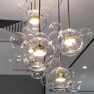 Đèn thả chao cầu thủy tinh trắng đui đồng Đèn thả Micky