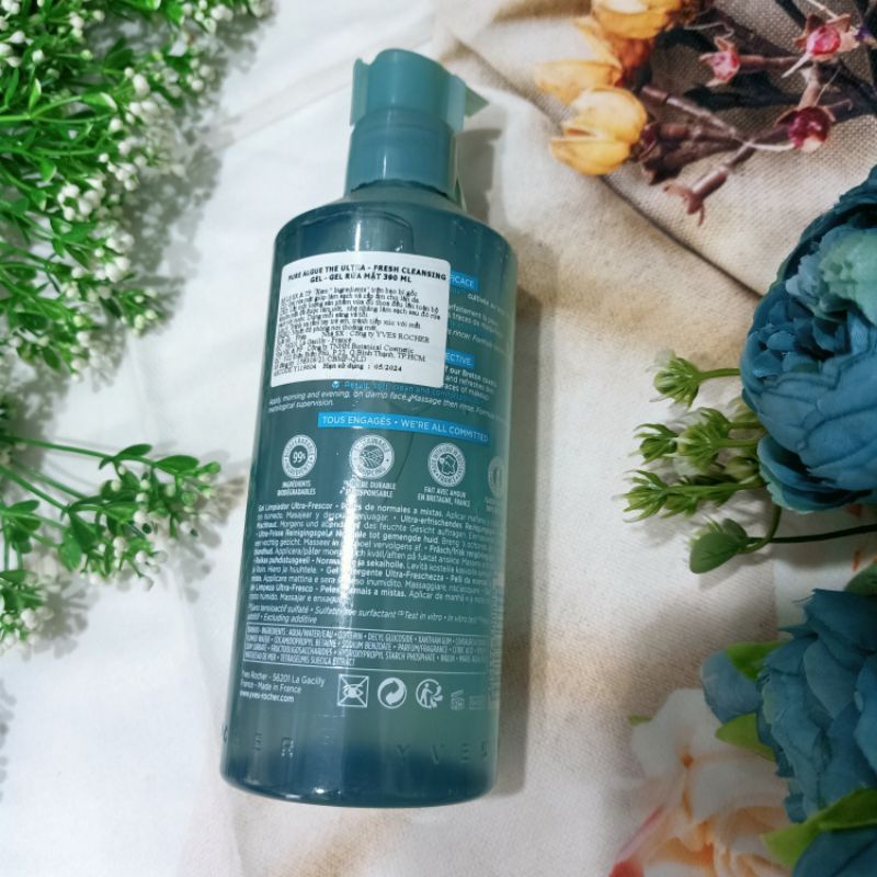 Mẫu mới Pure Algue Gel rửa mặt cấp nước 390ml Hydra vegetal Yves Rocher