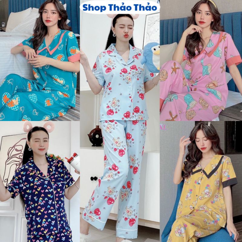 Bộ Pijama Lụa Cộc Tay Chất Mềm Mát Mẫu Mới Hàng Có SizeGiảm 10K Đơn 200K