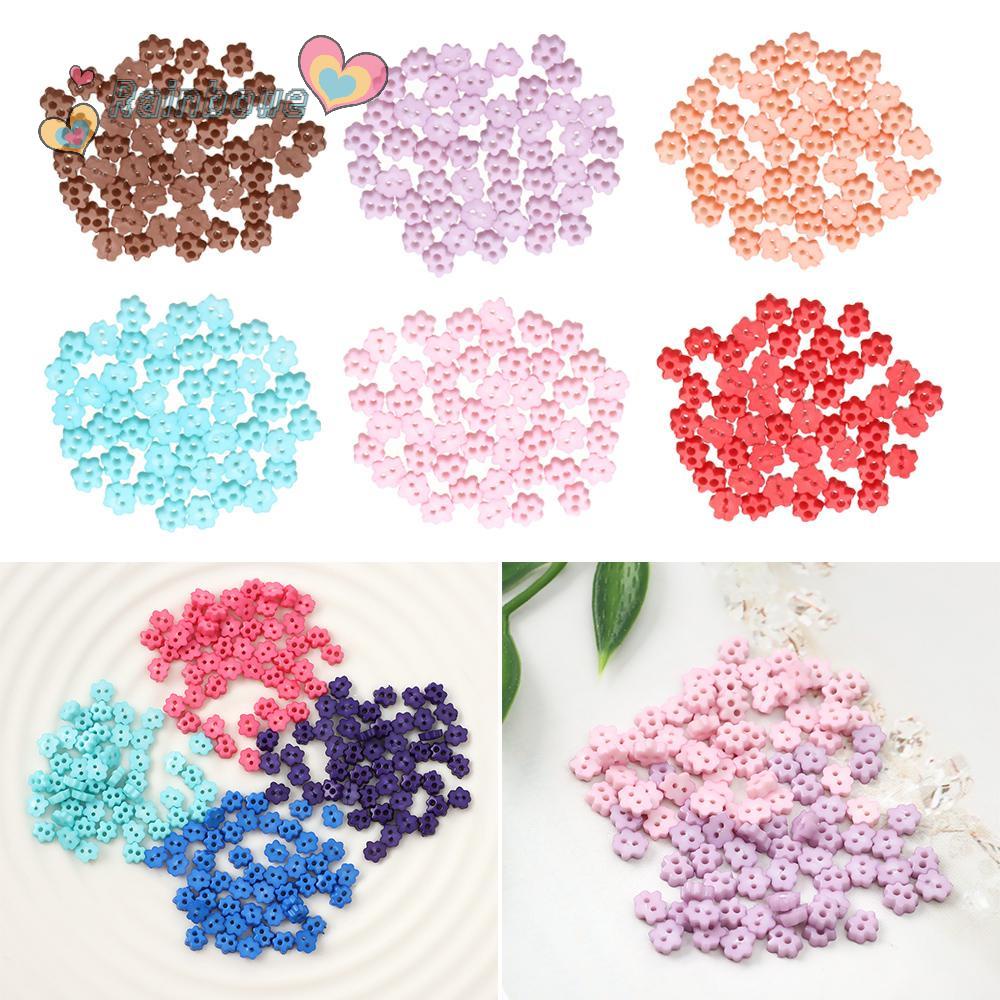 Set 50 Nút Nhựa Hình Hoa Và Đám Mây Kích Thước 4mm Trang Trí Nhà Búp Bê