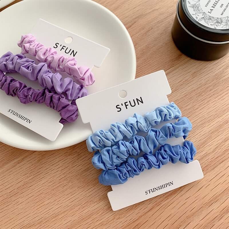 Set 3 chiếc chun cột tóc Scrunchies mini