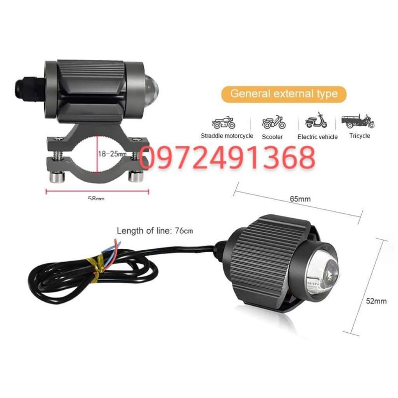 Đèn trợ sáng led 2 chế độ Cos Vàng Pha Trắng