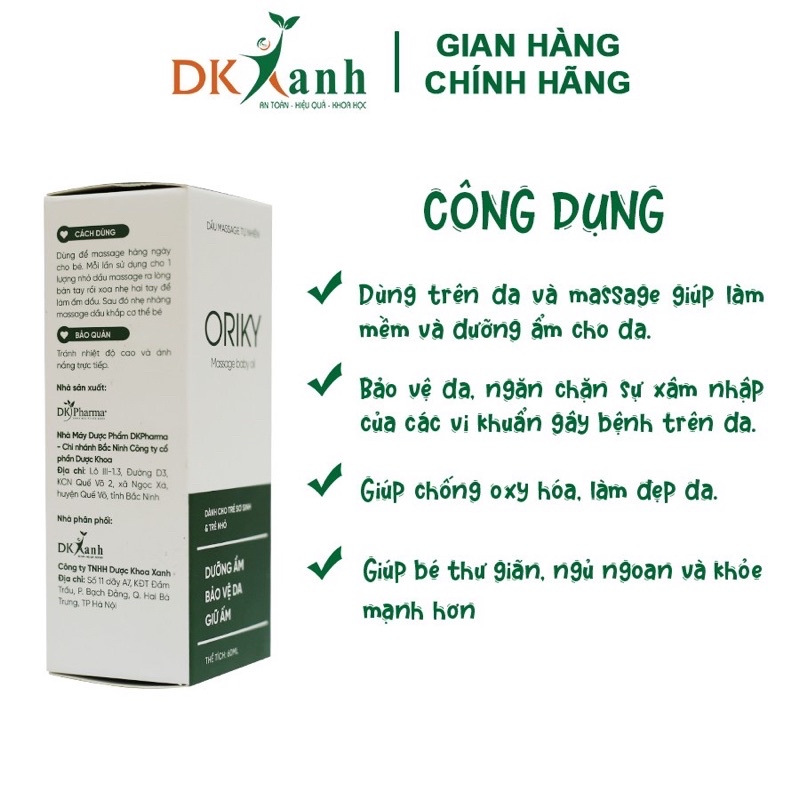 Dầu Masage cho bé Oriky 60ml - Date mới nhất