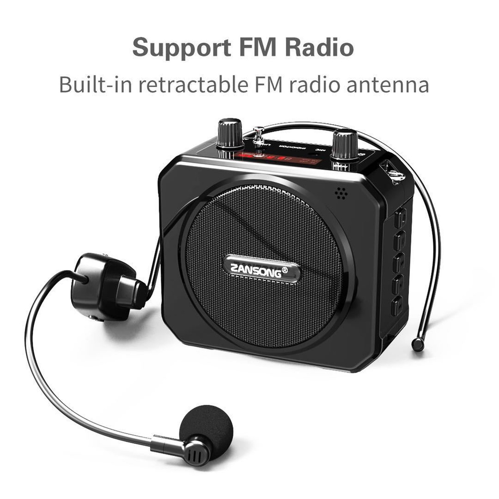 Loa Trợ Giảng Không Dây Bluetooth ZanSong M80 Kèm Micro Cài Tai Cho Âm Thanh Rõ Ràng, Sắc Nét.