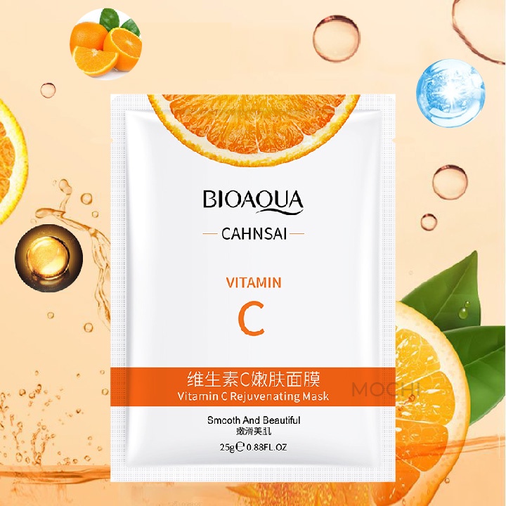 Mặt Nạ Cam Vitamin C Dưỡng Trắng Da l Ngừa Mụn l Cấp Ẩm Mask Giấy Đắp Mặt Bioaqua Nội Địa Trung MOCHI SHOP