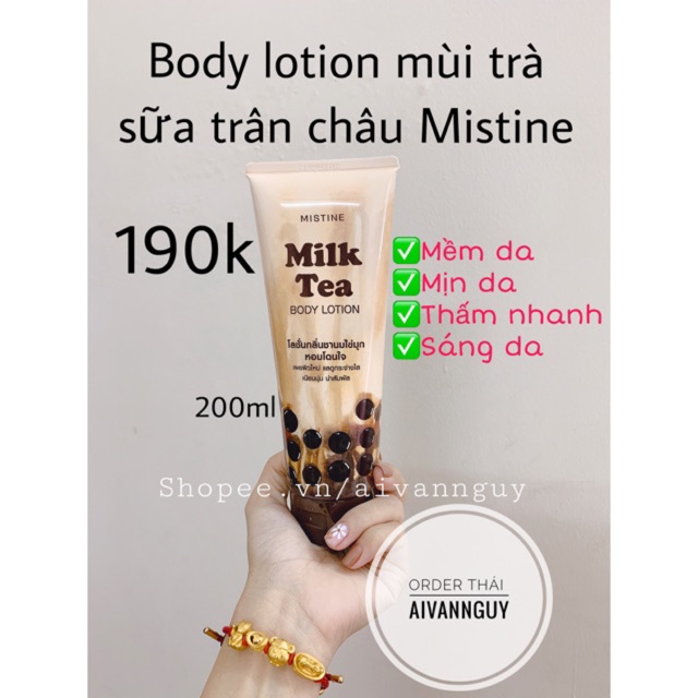 [TẶNG THANH SOAP VIT C]Sữa dưỡng thể trà sữa trân châu Mistine