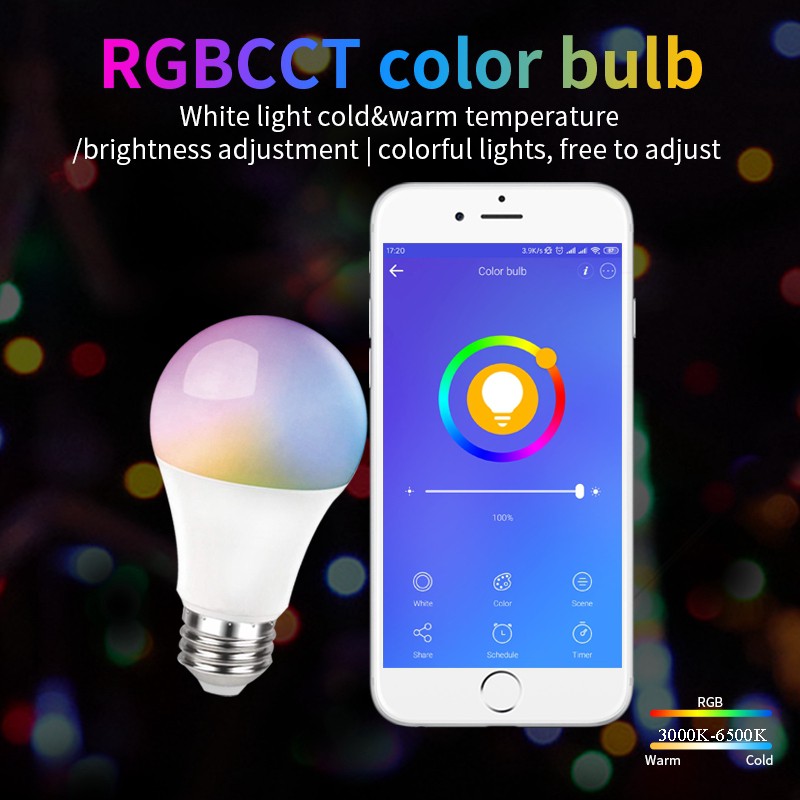 Bóng Đèn Thông Minh E27 9w Ewelink Wifi 806lm Rgb + Cct Điều Khiển Bằng Giọng Nói